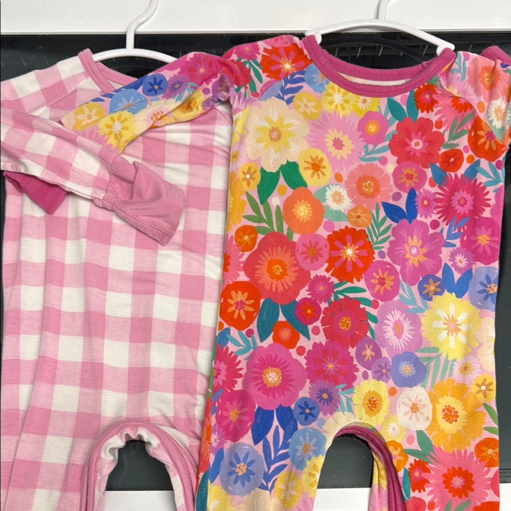 Little Sleepies Pink Checkered and Floral Kids Pajamas